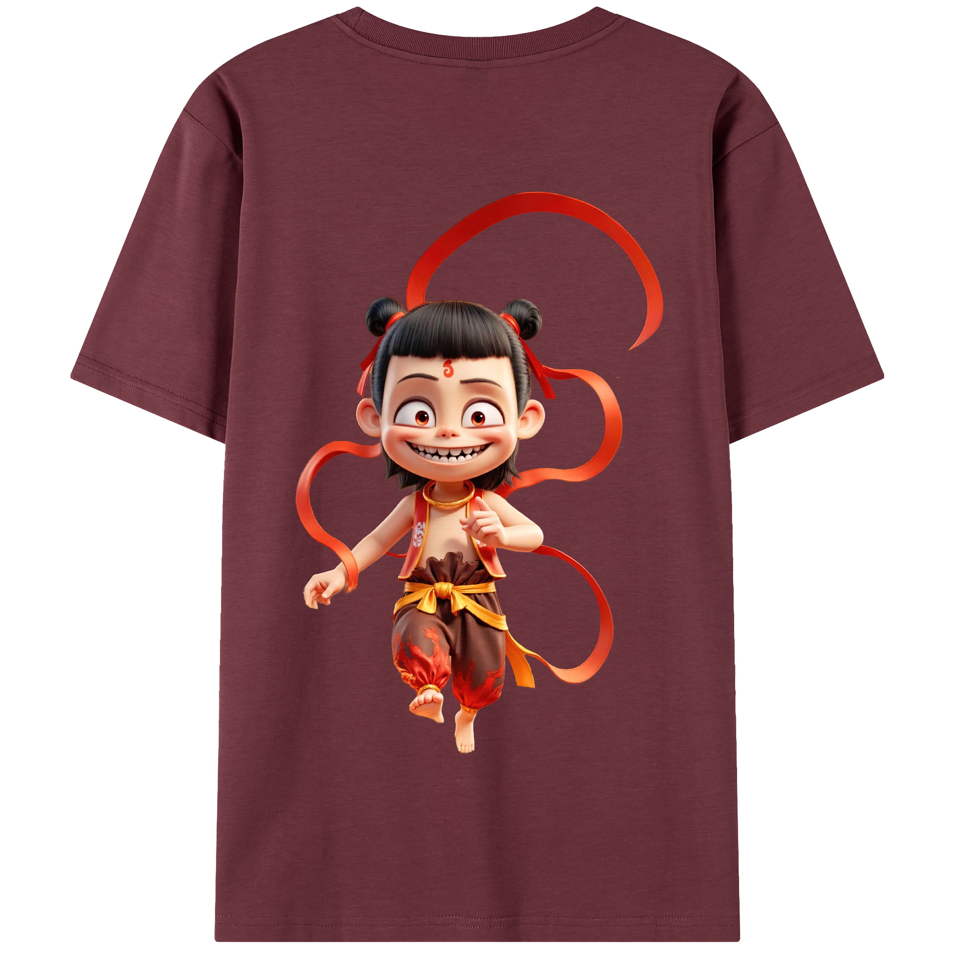 （画像用） Ne Zha 2 ナタ 魔童の大暴れ 綿100％半袖Tシャツ（背面プリント）